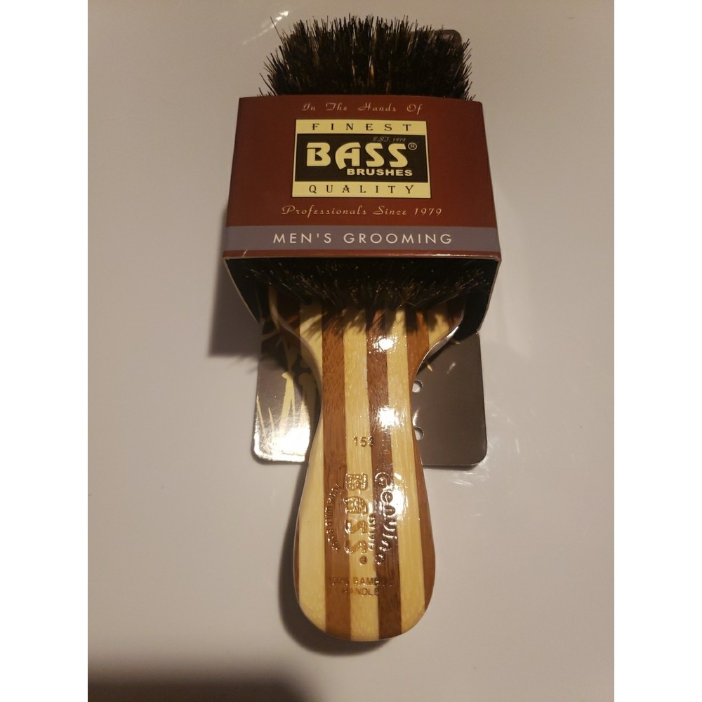 Bass Brushes Men's Club Style 100% Wild Boar Bristles Light Wood Handle 1ct